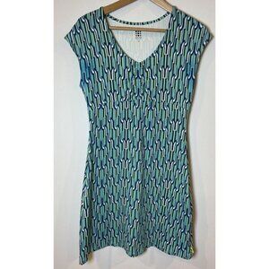 Title Nine Athletic Dress A Line Cap Sleeves Zippered Pocket Blue Green Teal S